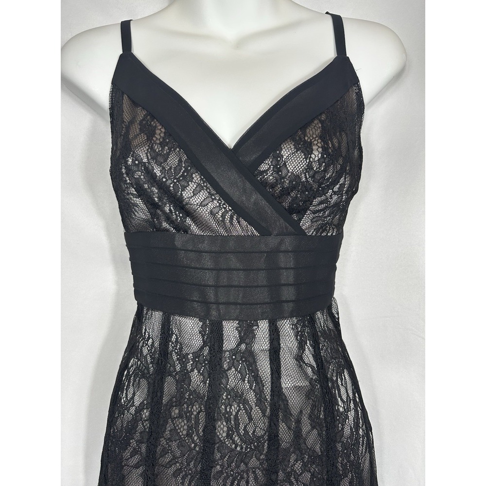 Loft Y2K Black Floral Lace Mesh Overlay Cocktail Dress Goth Witchy Grunge Sz 2P